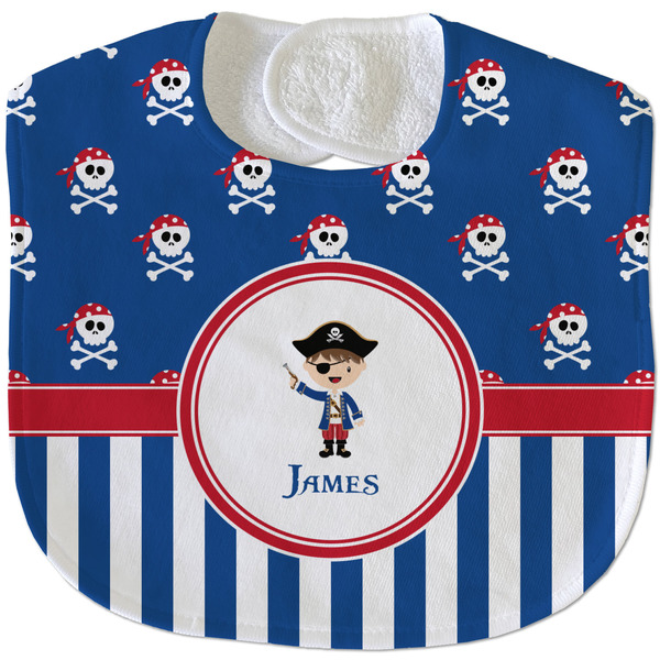 Blue Pirate New Baby Bib - Closed and Folded