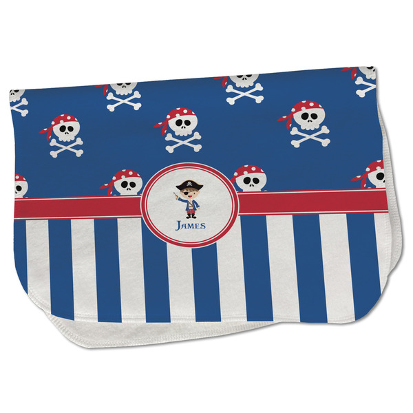 Custom Blue Pirate Burp Cloth - Fleece w/ Name or Text