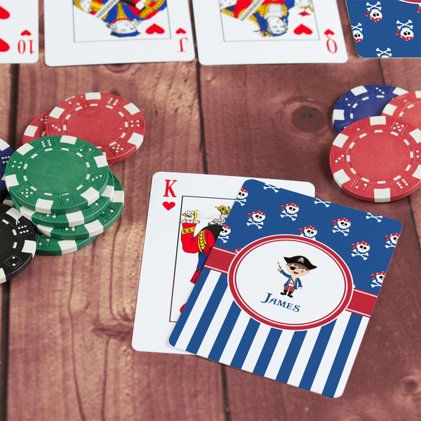 Blue Pirate On Table with Poker Chips