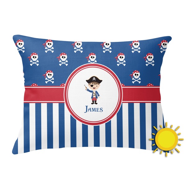 Custom Blue Pirate Outdoor Throw Pillow (Rectangular) (Personalized)