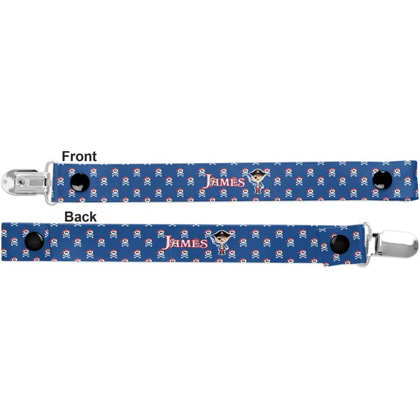 Blue Pirate Pacifier Clip - Front and Back