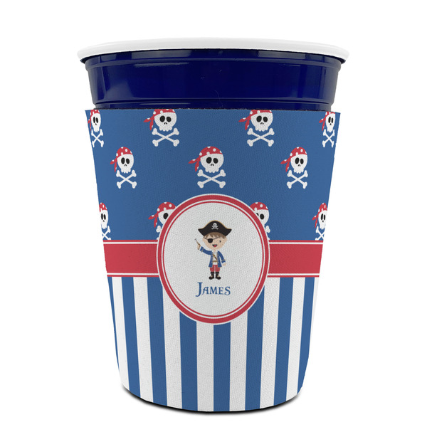 Blue Pirate Party Cup Sleeves - without bottom - FRONT (on cup)