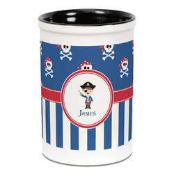 Blue Pirate Ceramic Pencil Holders - Black