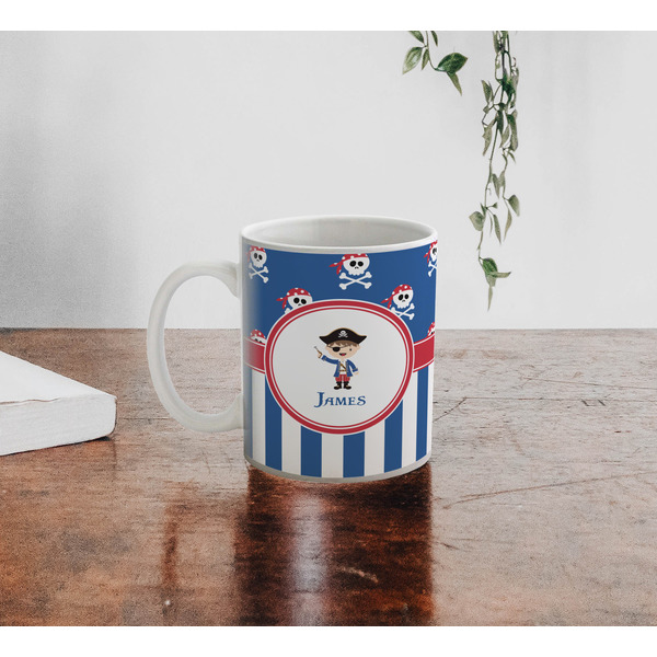 Blue Pirate Personalized Coffee Mug - Lifestyle