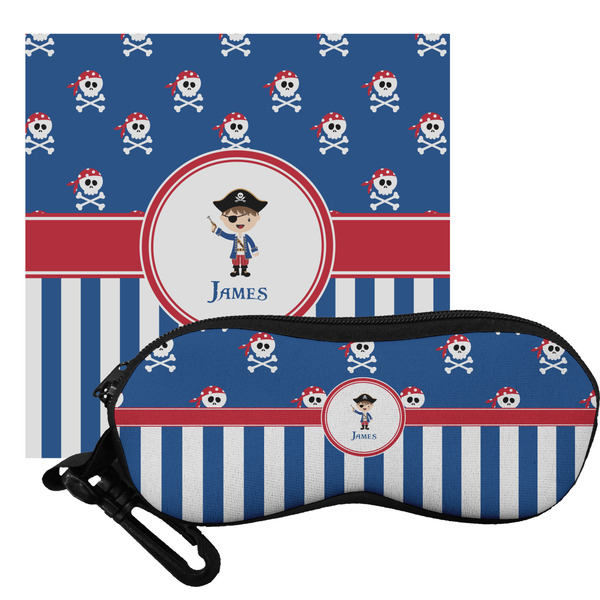 Custom Blue Pirate Eyeglass Case & Cloth (Personalized)