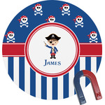 Blue Pirate Round Fridge Magnet (Personalized)