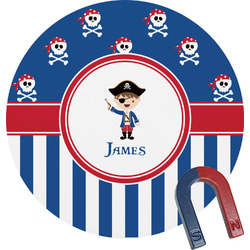 Blue Pirate Round Fridge Magnet (Personalized)