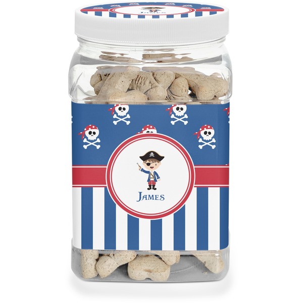 Custom Blue Pirate Dog Treat Jar (Personalized)