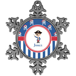 Blue Pirate Vintage Snowflake Ornament (Personalized)