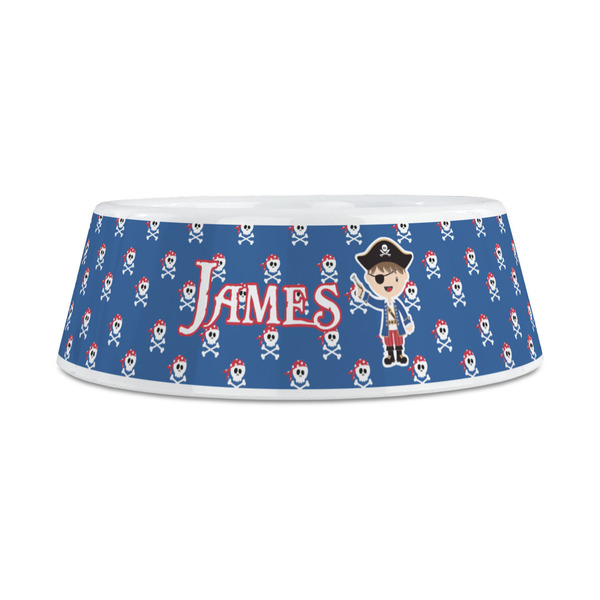 Blue Pirate Plastic Dog Bowls - Medium - FRONT