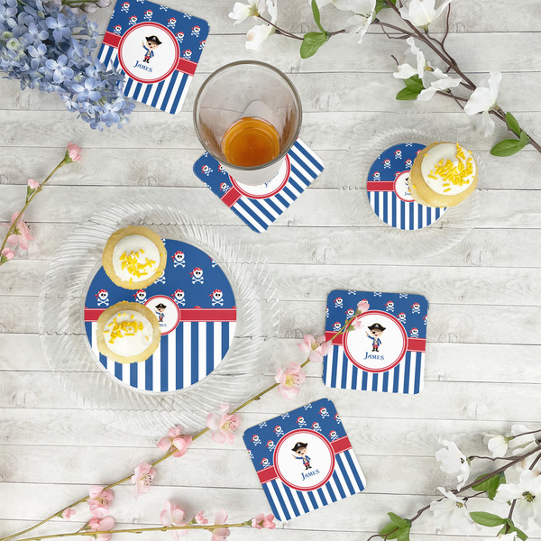 Blue Pirate Plastic Party Appetizer & Dessert Plates - In Context