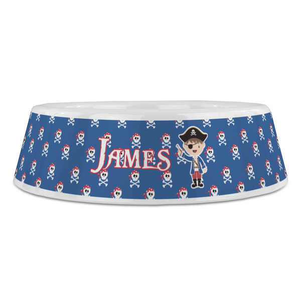 Blue Pirate Plastic Pet Bowls - Large - FRONT