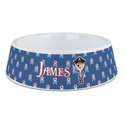 Blue Pirate Plastic Dog Bowl - Large (Personalized)