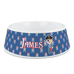 Blue Pirate Plastic Dog Bowl (Personalized)