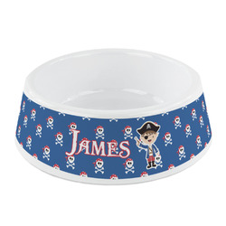 Blue Pirate Plastic Dog Bowl - Small (Personalized)