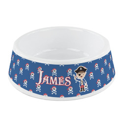 Blue Pirate Plastic Dog Bowl - Small (Personalized)