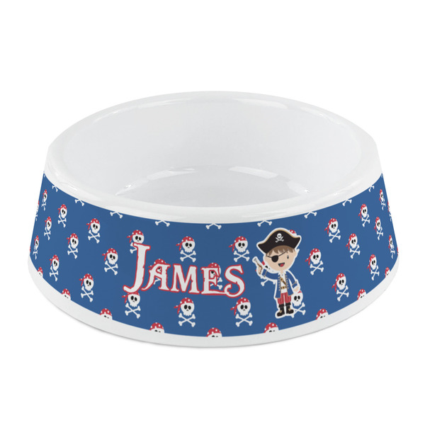 Custom Blue Pirate Plastic Dog Bowl - Small (Personalized)