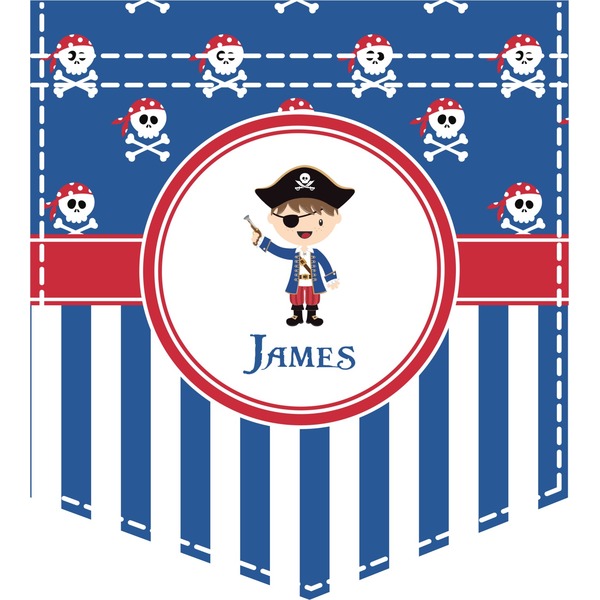 Custom Blue Pirate Iron On Faux Pocket (Personalized)