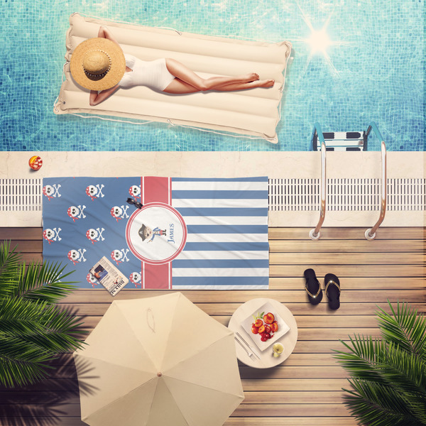Blue Pirate Pool Towel Lifestyle