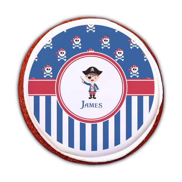Blue Pirate Printed Icing Circle - Medium - On Cookie