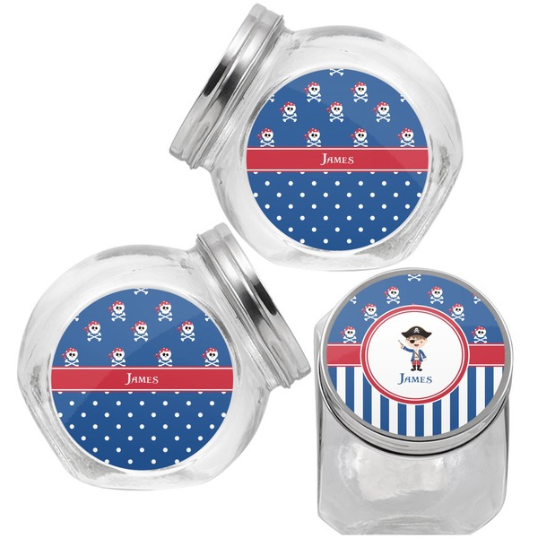 Blue Pirate Puppy Treat Jar - Top Left Right