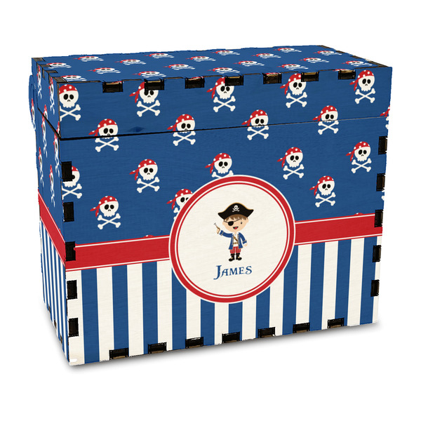 Custom Blue Pirate Wood Recipe Box - Full Color Print (Personalized)