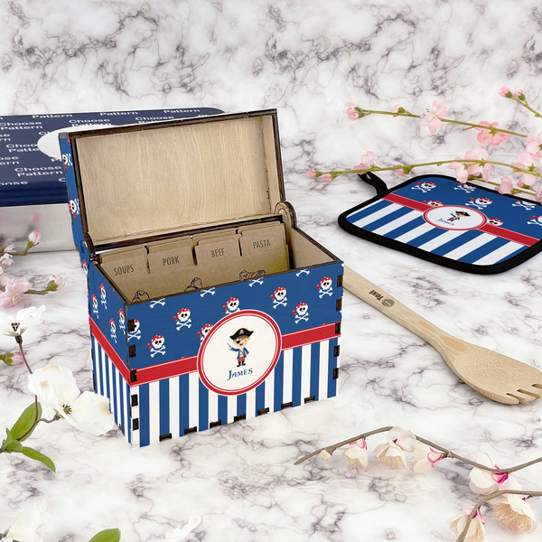 Blue Pirate Recipe Box - Full Color - In Context