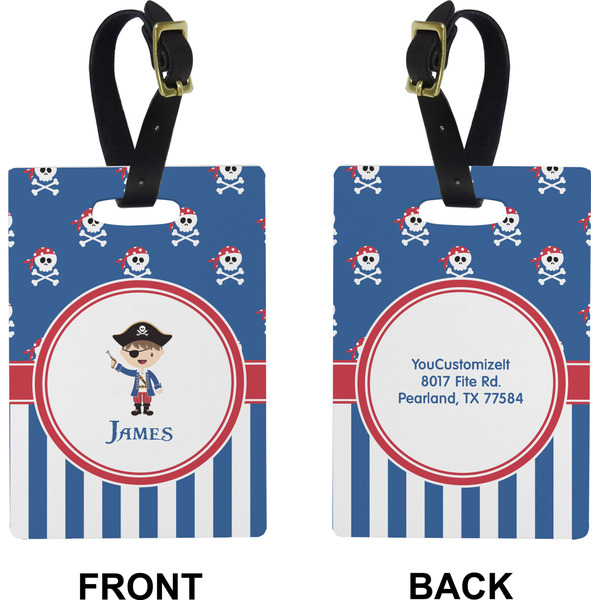 Blue Pirate Rectangle Luggage Tag (Front + Back)