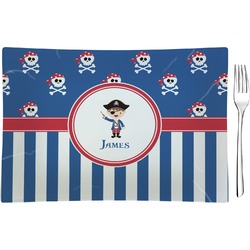 Blue Pirate Rectangular Glass Appetizer / Dessert Plate - Single or Set (Personalized)