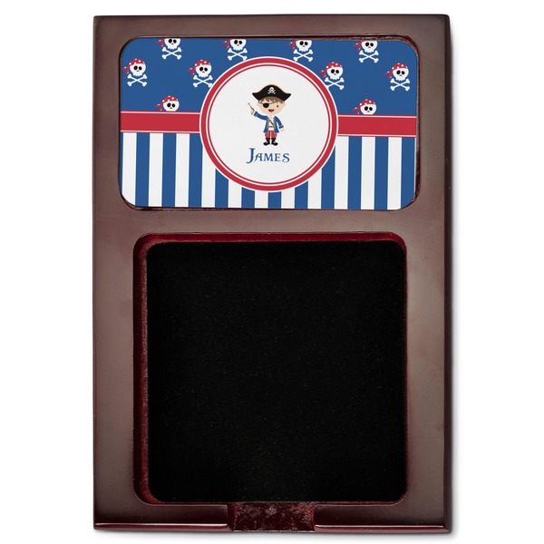 Blue Pirate Red Mahogany Sticky Note Holder - Flat