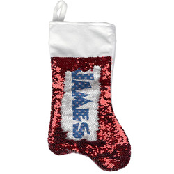 Blue Pirate Reversible Sequin Stocking - Red (Personalized)