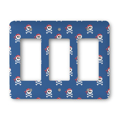 Blue Pirate Rocker Style Light Switch Cover - Three Switch
