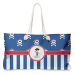 Blue Pirate Large Tote Bag with Rope Handles (Personalized)