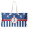 Blue Pirate Large Rope Tote Bag - Front View