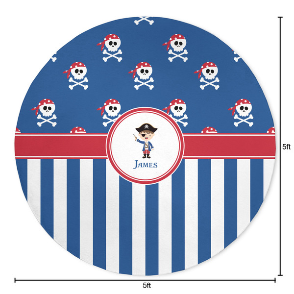 Blue Pirate Round Area Rug - Size