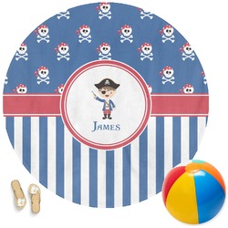 Blue Pirate Round Beach Towel (Personalized)