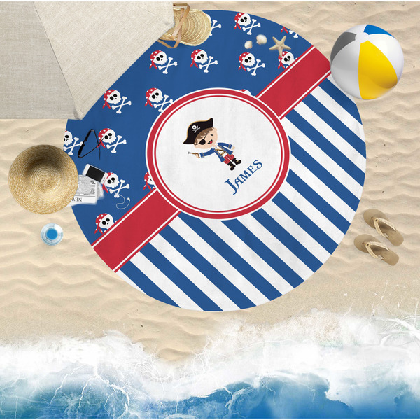 Blue Pirate Round Beach Towel Lifestyle