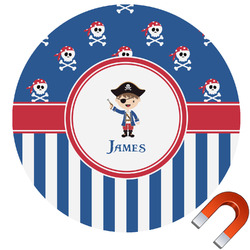 Blue Pirate Round Car Magnet - 10" (Personalized)