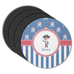 Blue Pirate Round Rubber Backed Coasters - Set of 4 (Personalized)