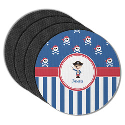 Blue Pirate Round Rubber Backed Coasters - Set of 4 (Personalized)