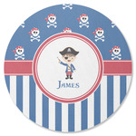 Blue Pirate Round Rubber Backed Coaster (Personalized)