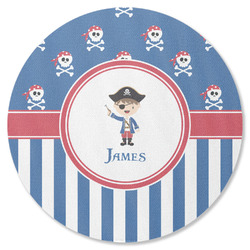 Blue Pirate Round Rubber Backed Coaster (Personalized)