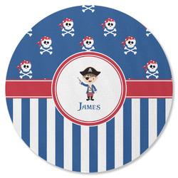 Blue Pirate Round Rubber Backed Coaster (Personalized)