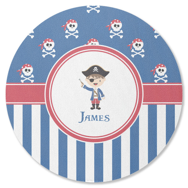 Custom Blue Pirate Round Rubber Backed Coaster (Personalized)