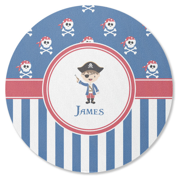 Custom Blue Pirate Round Rubber Backed Coaster (Personalized)