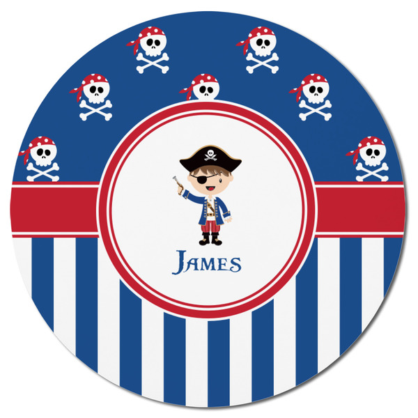 Blue Pirate Round Fridge Magnet - FRONT
