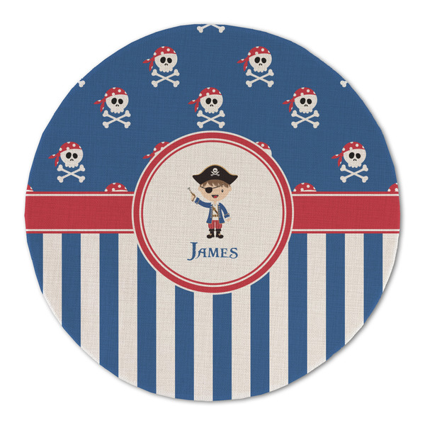 Custom Blue Pirate Round Linen Placemat (Personalized)