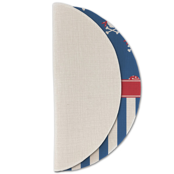 Blue Pirate Round Linen Placemats - HALF FOLDED (single sided)