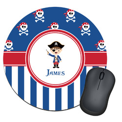 Blue Pirate Round Mouse Pad (Personalized)