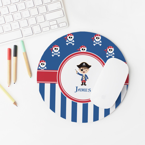 Blue Pirate Round Mousepad - LIFESTYLE 2
